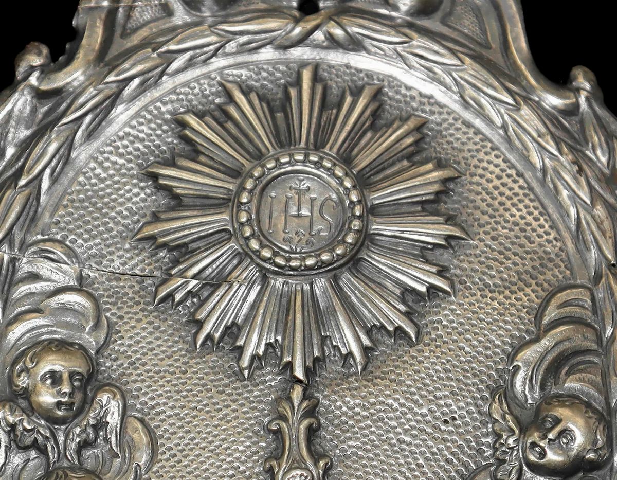 Placca in Argento Raffigurante Sacra Eucarestia con Putti