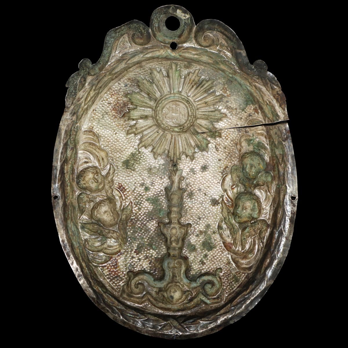 Placca in Argento Raffigurante Sacra Eucarestia con Putti