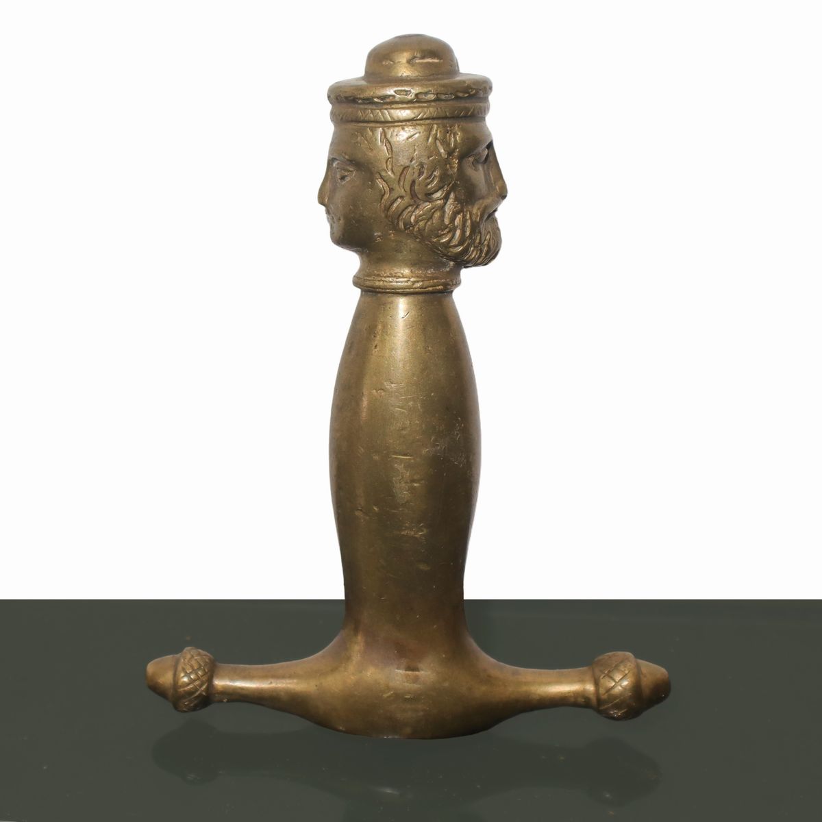 Elsa in Bronzo Dorato con Stemma e Testa Bifronte