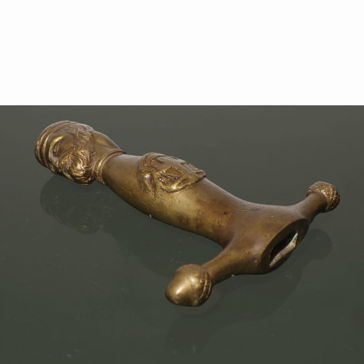 Elsa in Bronzo Dorato con Stemma e Testa Bifronte