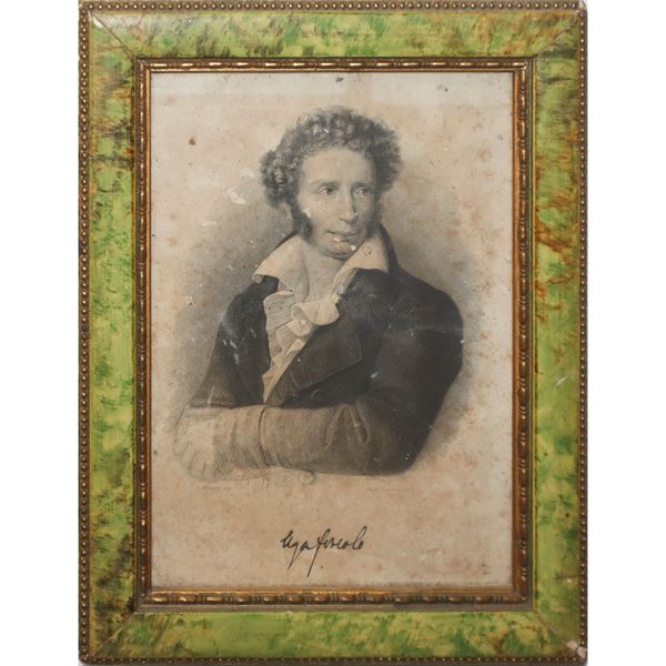 Portrait of Ugo Foscolo R.Bonaiuti drawn - Luigi Paradisi INC.