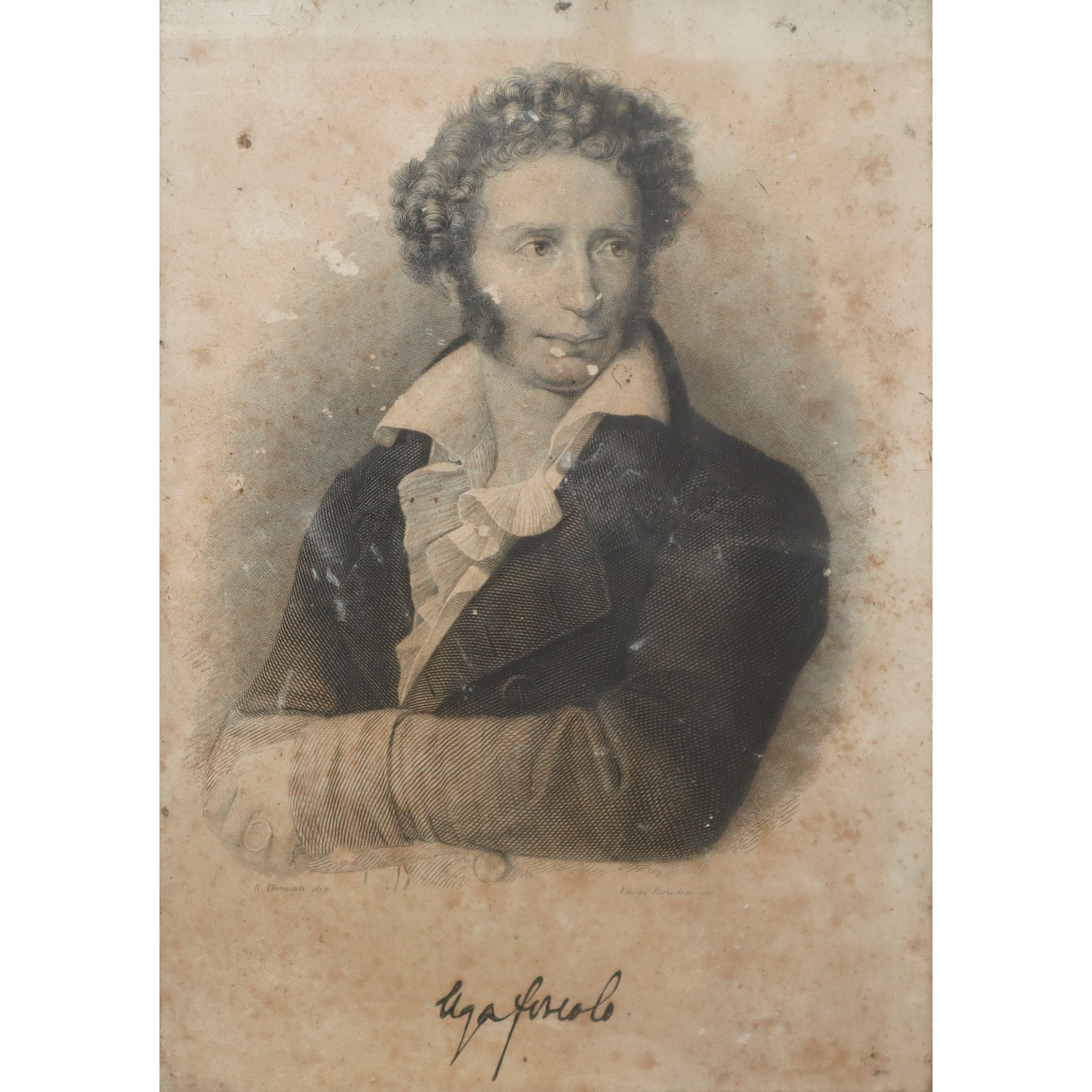 Ritratto di Ugo Foscolo R.Bonaiuti disegnavit - Luigi Paradisi INC.