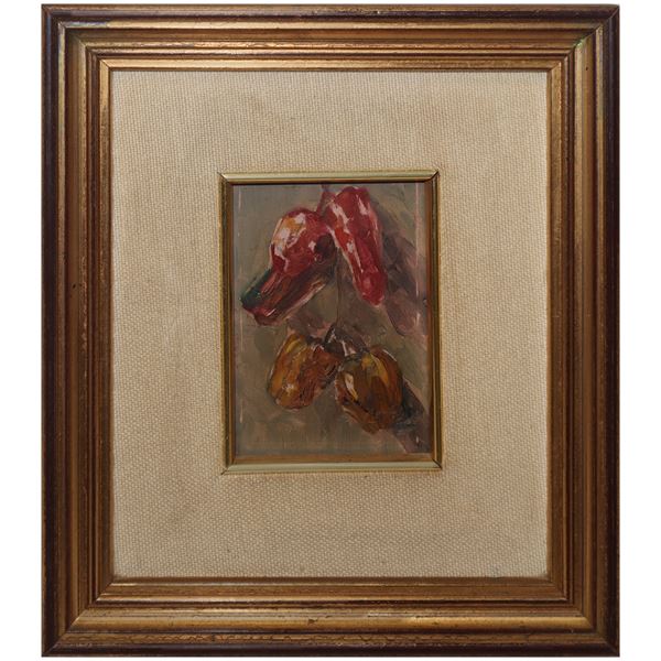 Vincenzo Marano - Hardboard depicting yellow and red peppers