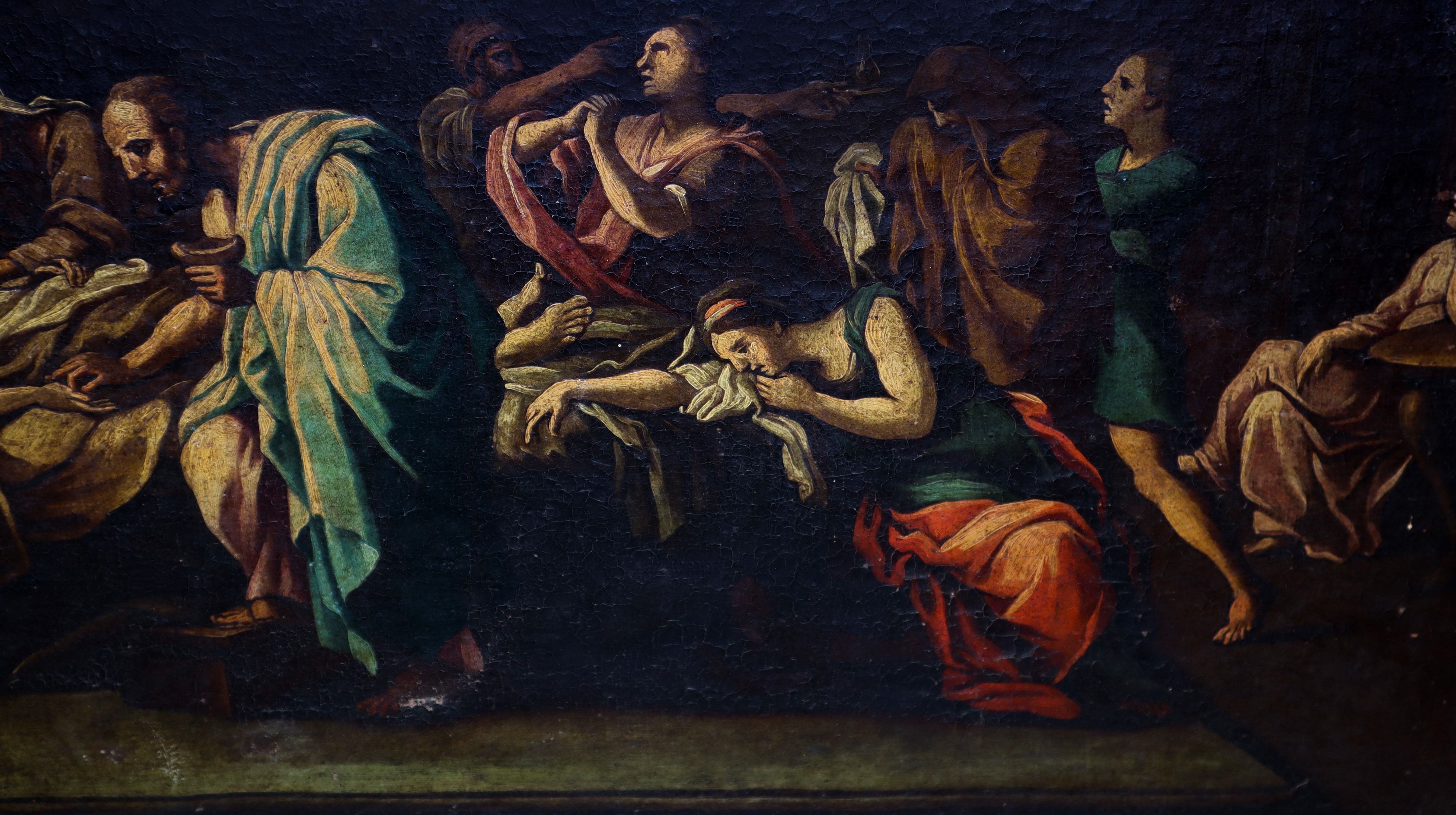 Transito di San Giuseppe con Madonna e Gesù Bambino e Personaggi