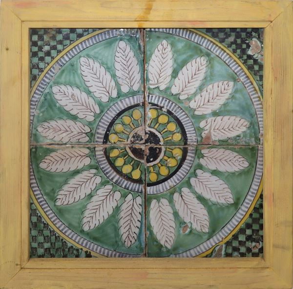 Wall composition, triptych of n. 4 majolica