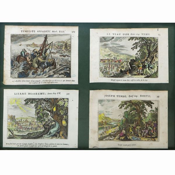 N.4 Watercolour engravings collected in a frame