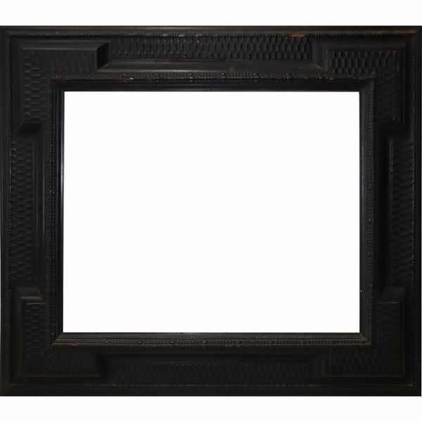 Guilloché ebonized black wood frame