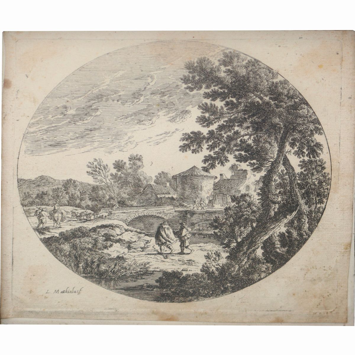 Ludovico Mattioli - Paesaggio con Alberi e Personaggi