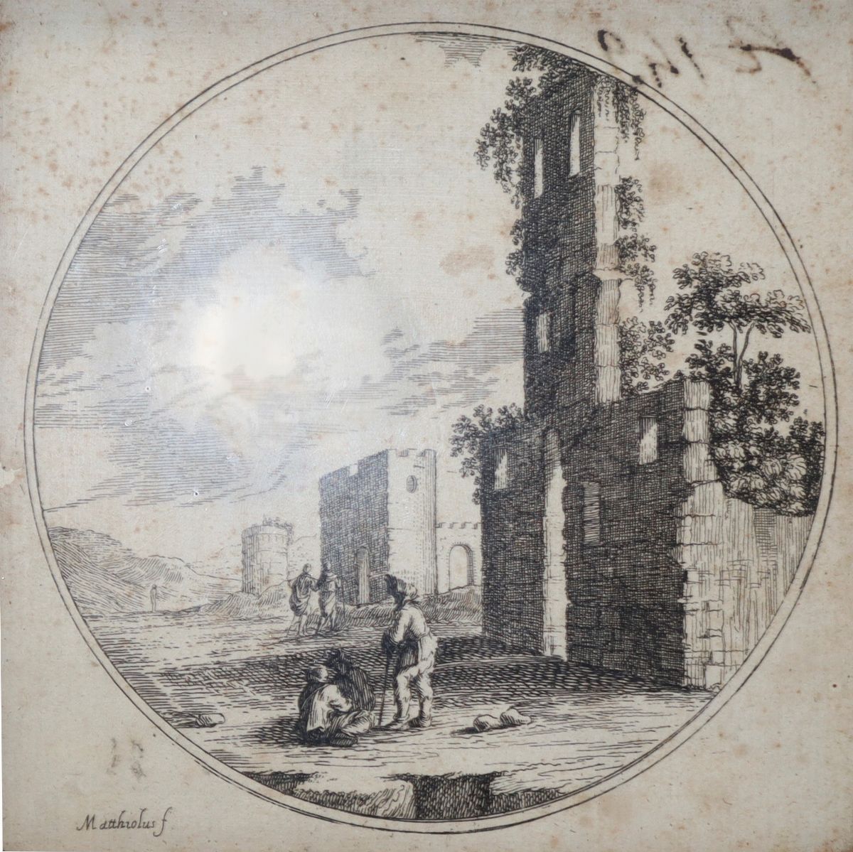 Ludovico Mattioli - Paesaggio con Ruderi e Personaggi