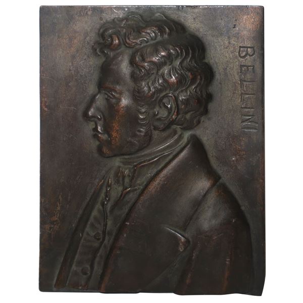 Bronze bas-relief depicting Vincenzo Bellini