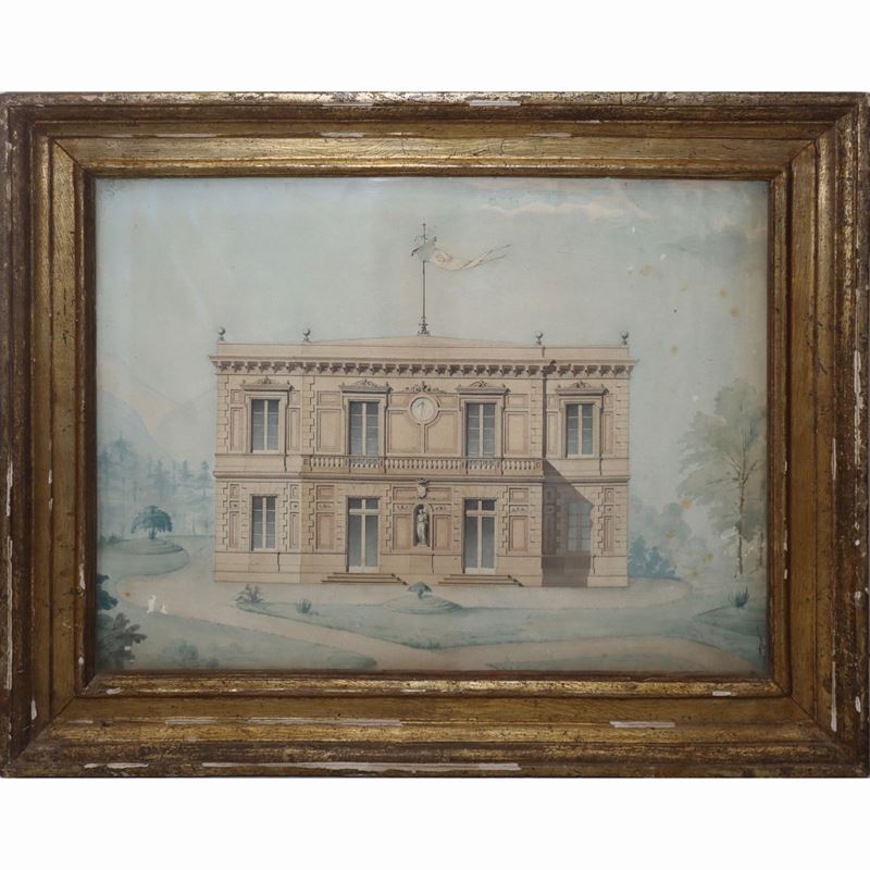 Paesaggio con Prospetto del Palazzo Carcaci