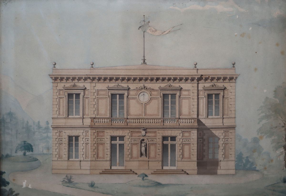 Paesaggio con Prospetto del Palazzo Carcaci
