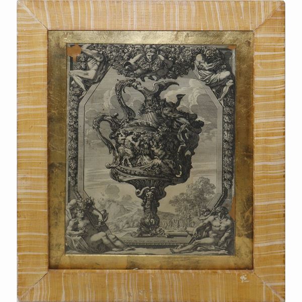 Jean  Le Pautre - Bacco con satiri e ninfe baccanti con festoni di uva