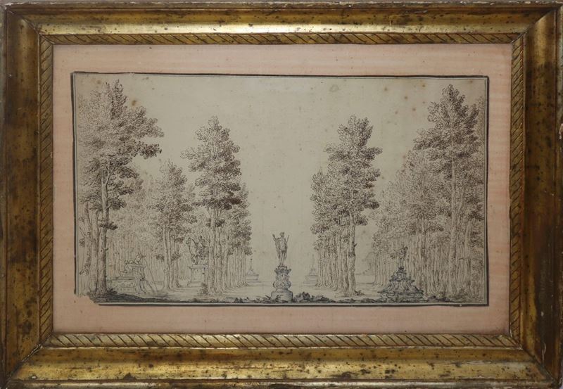 Parco Romano con Alberi, Statue e Monumento Equestre