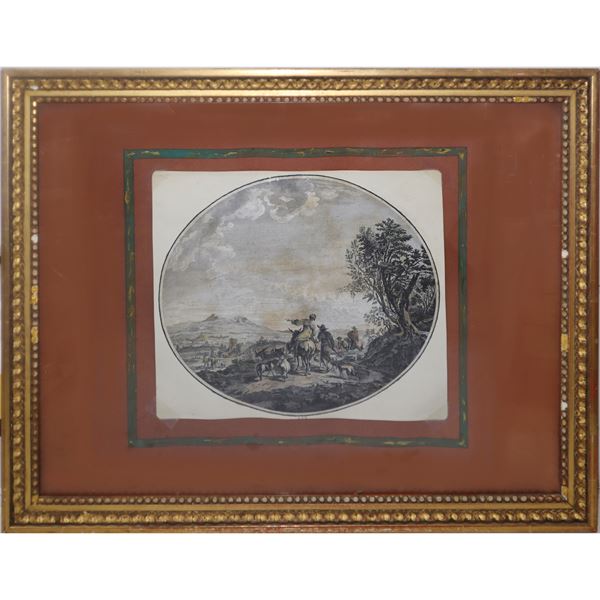 Pastori con armenti in paesaggio con alberi
