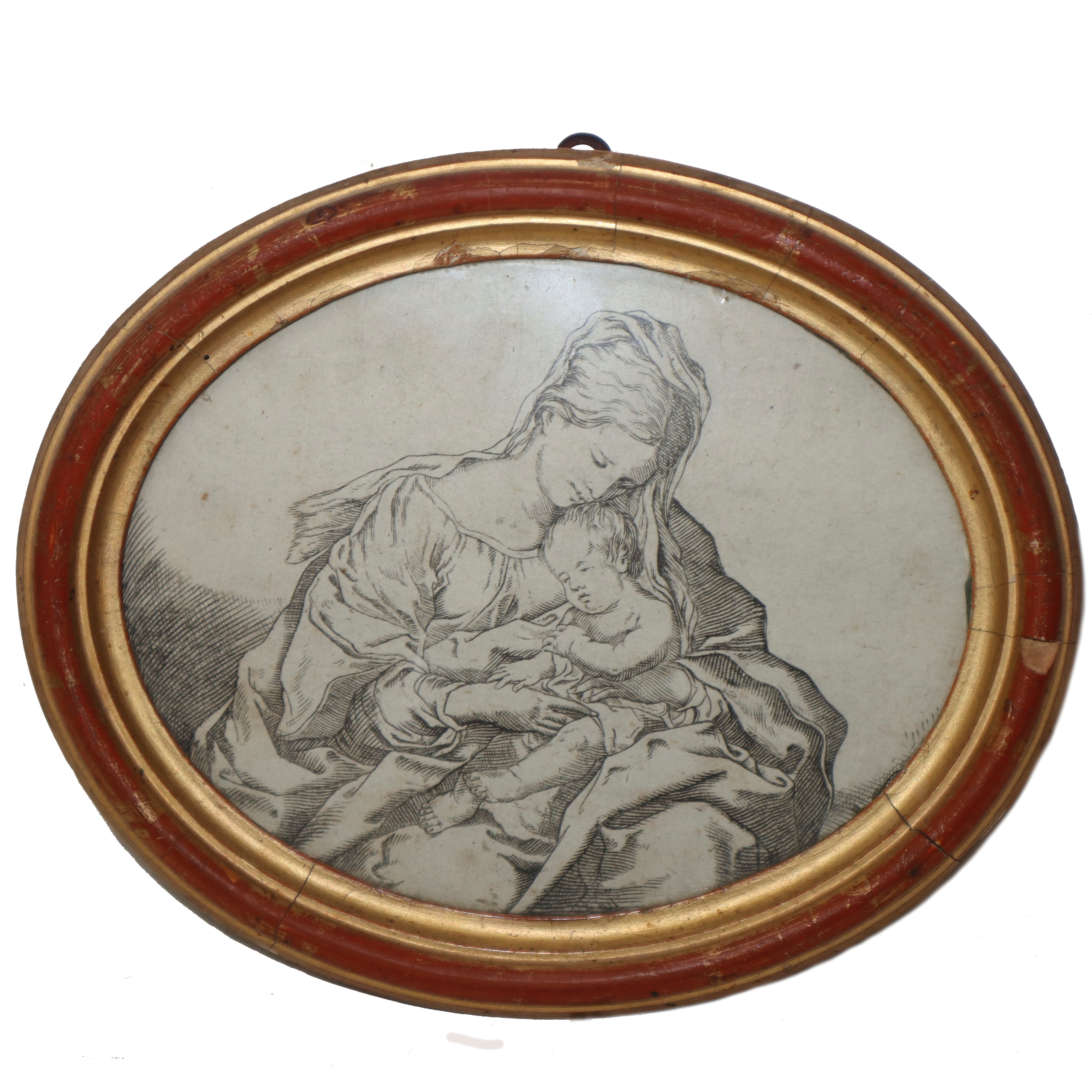 N°2 Incisioni, la Grandezza del Gigante Comparso nel Carnevale del 1750 e Ovale Madonna con Bambi...