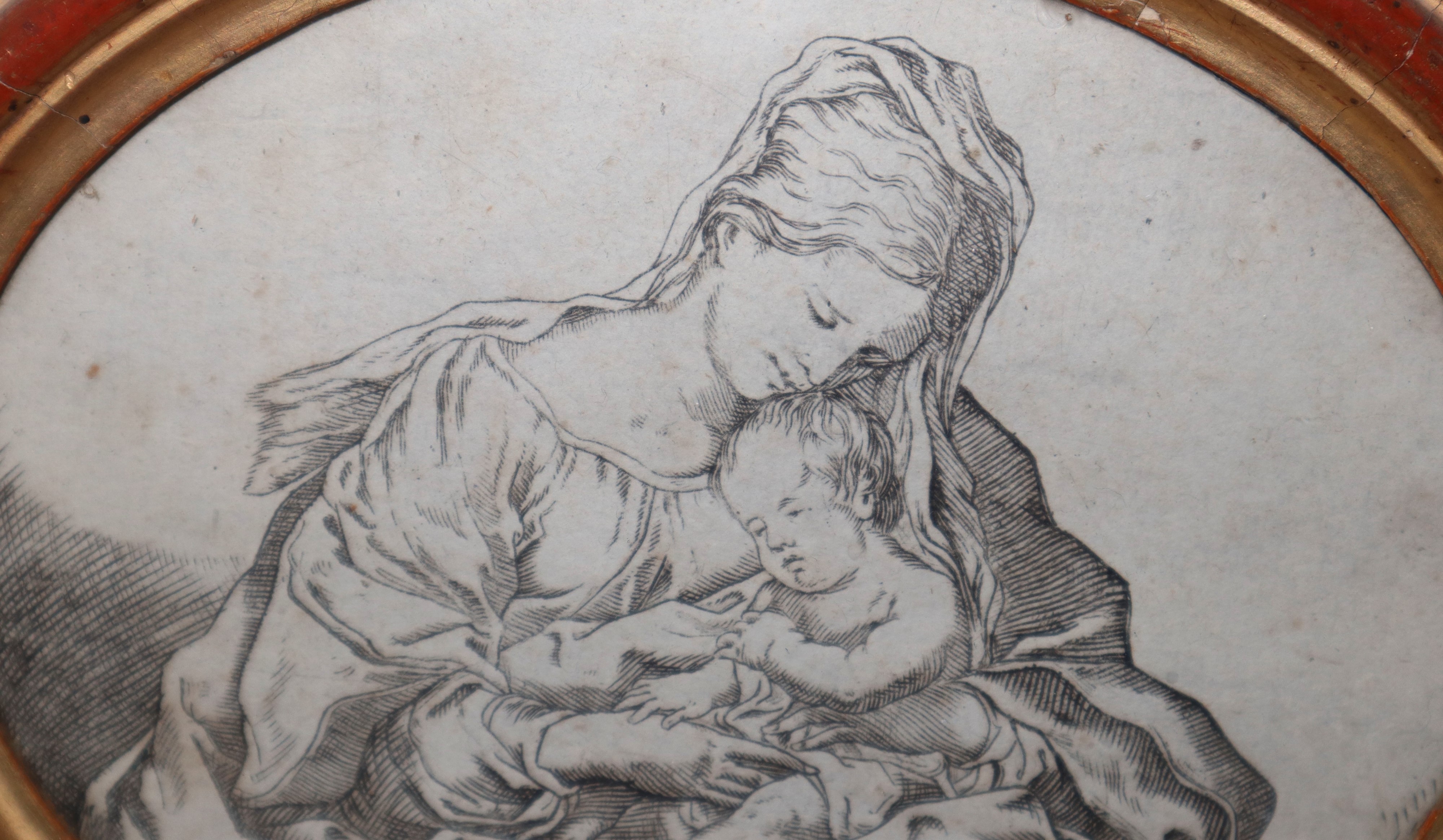 N°2 Incisioni, la Grandezza del Gigante Comparso nel Carnevale del 1750 e Ovale Madonna con Bambi...