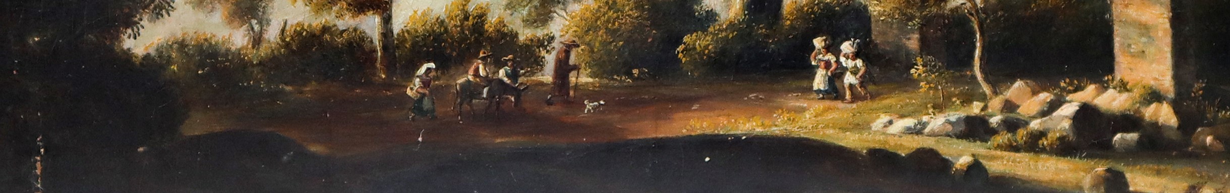Paesaggio con Alberi, Ruderi e Contadini