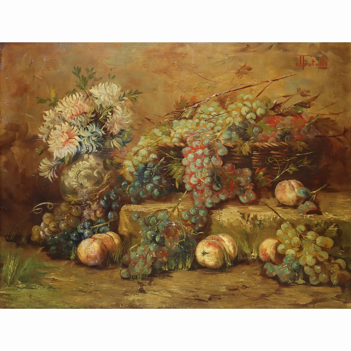 Natura morta con uva e frutti