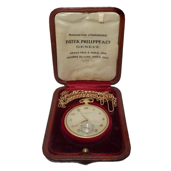 Patek  Philippe &amp; Co Geneve - Orologio da tasca, cipolla in oro con catena