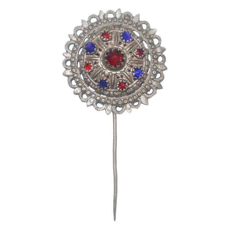 Spillone da Sciarpa con Pietre Rosse e Blu
