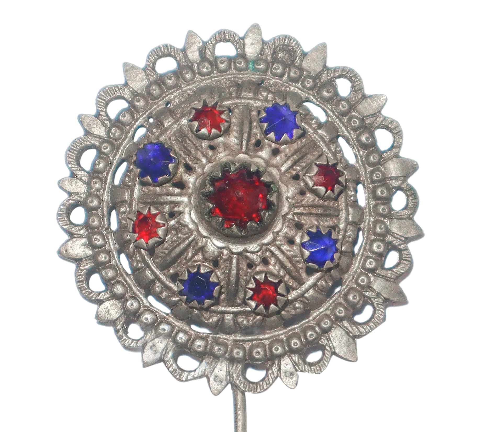 Spillone da Sciarpa con Pietre Rosse e Blu