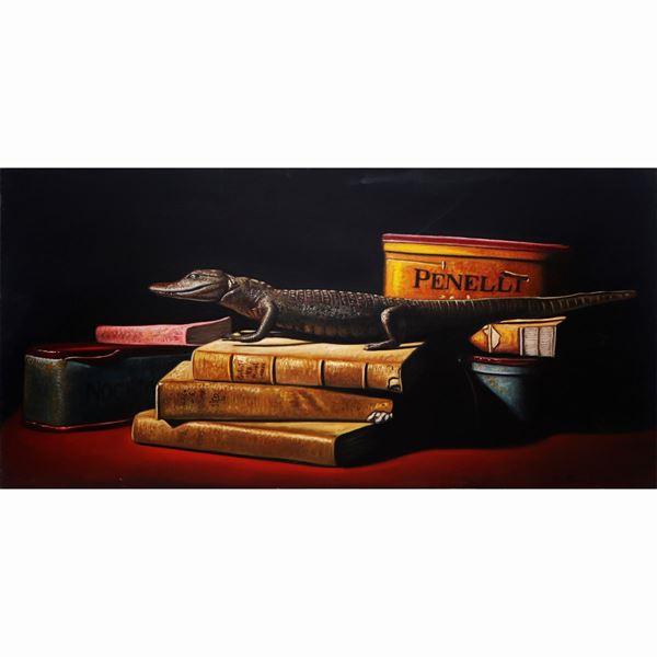 Antonio Sciacca - Crocodile, books and boxes