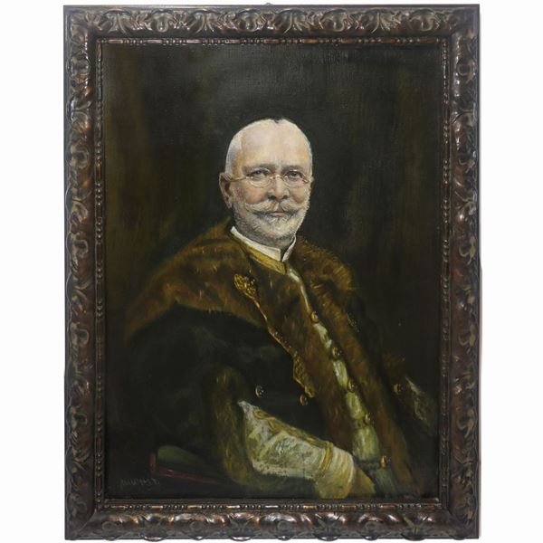 Ritratto personaggio con bavaro di pelliccia
