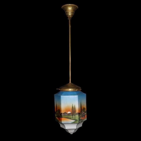 Suspension in polychrome glass