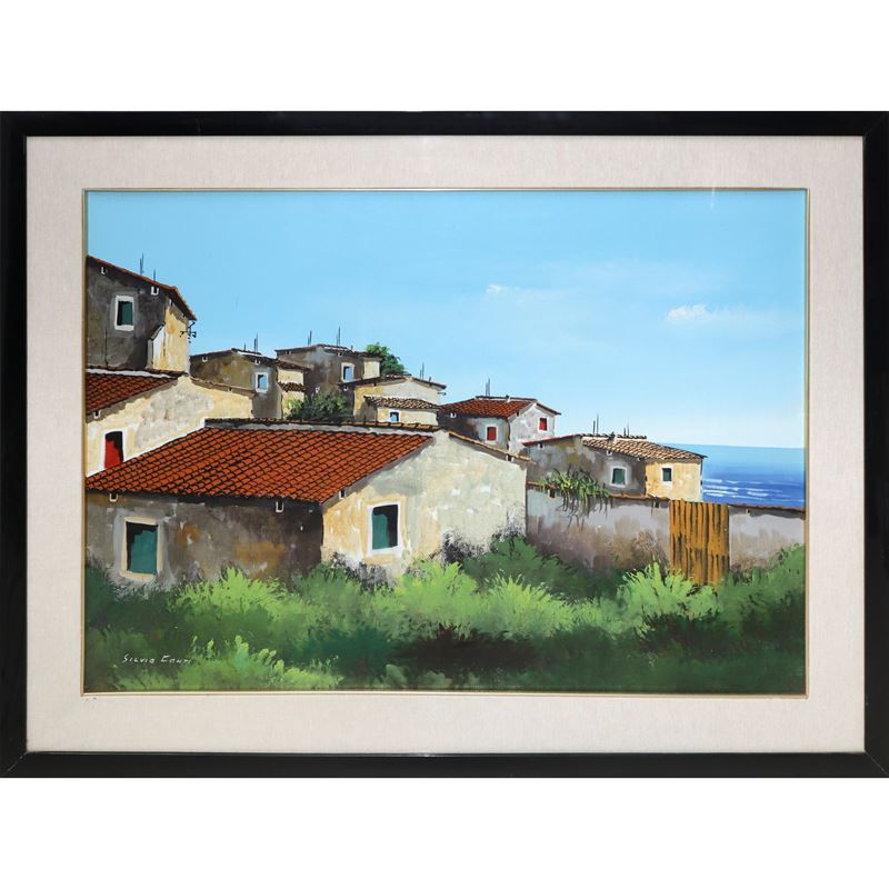Silvio Conti - Paesaggio di Case con Marina