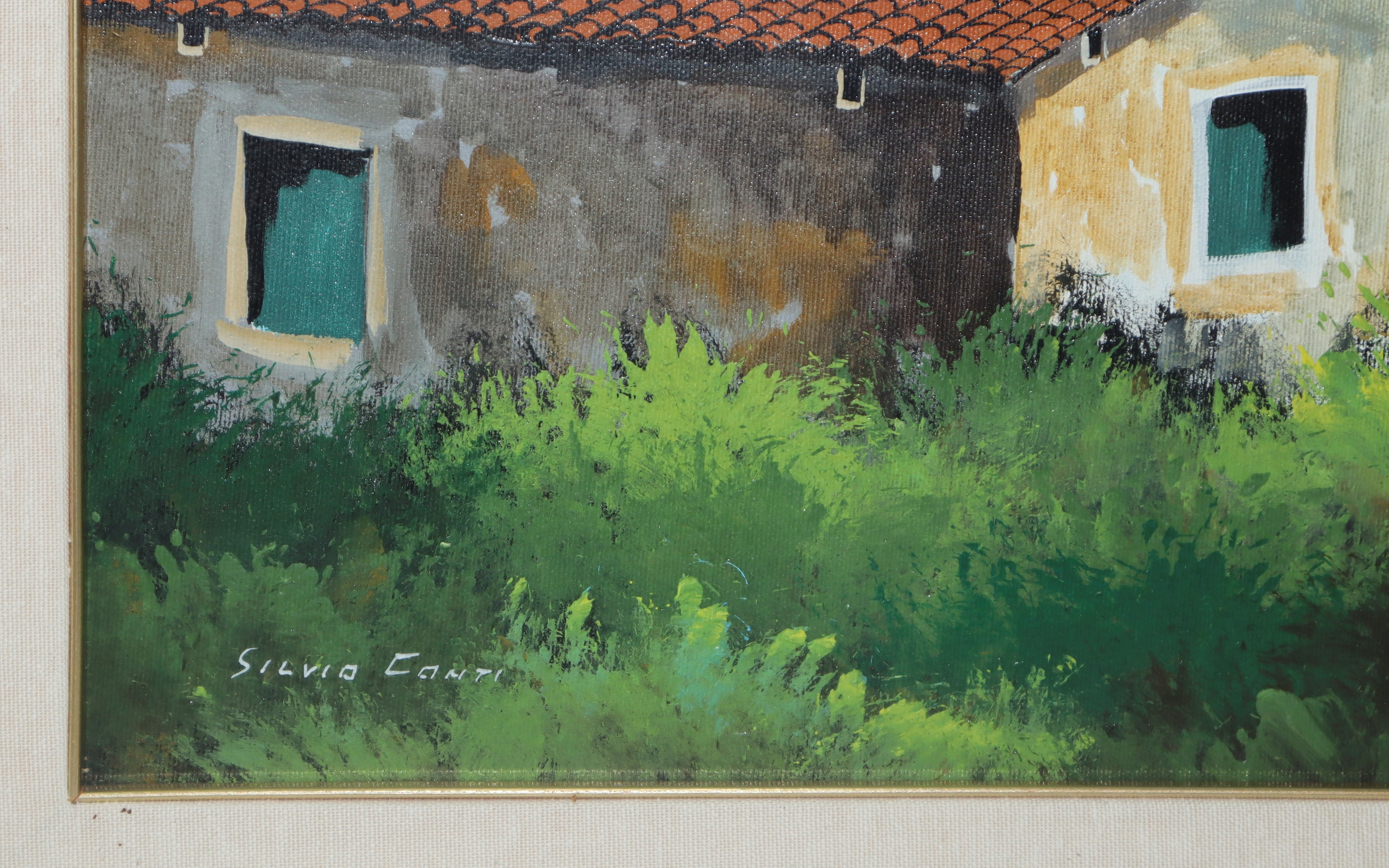Silvio Conti - Paesaggio di Case con Marina