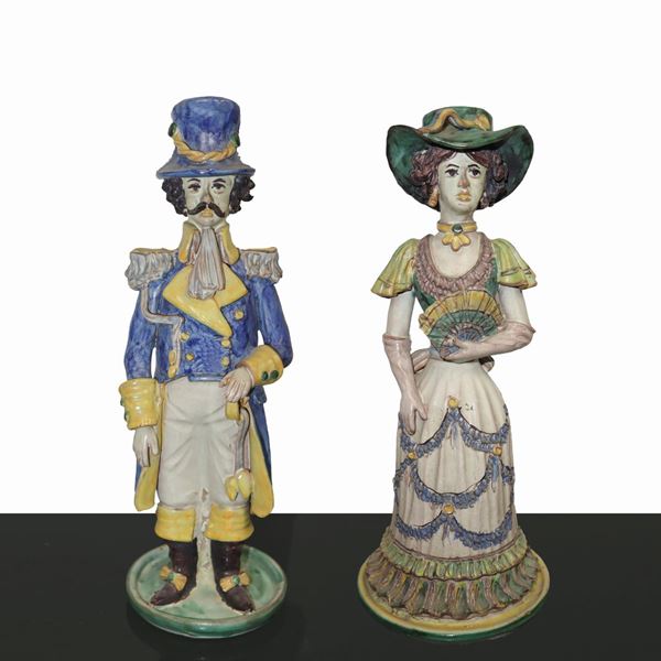 Pair of Caltagirone lamps