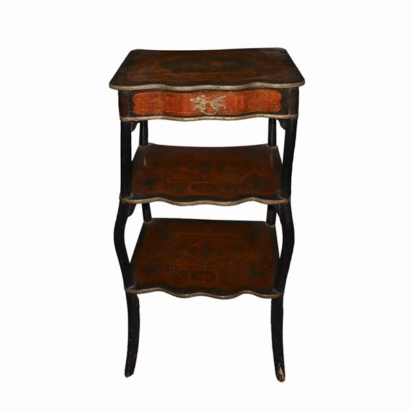 Small 3-tier etagere table with inlays
