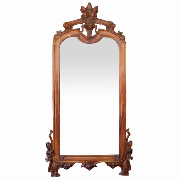 Specchiera in legno di noce Liberty