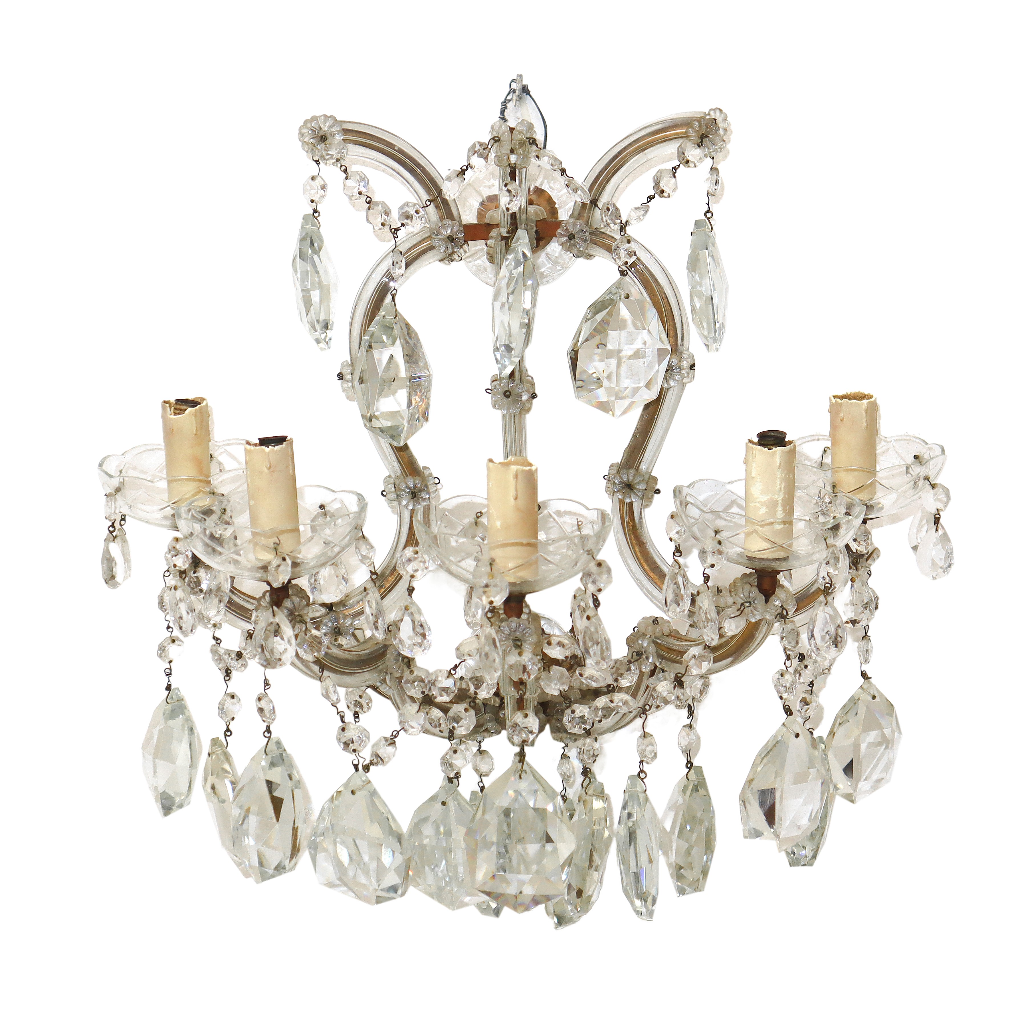 N. 3 appliques in vetro, Maria Teresa, a 5 luci con brindoli