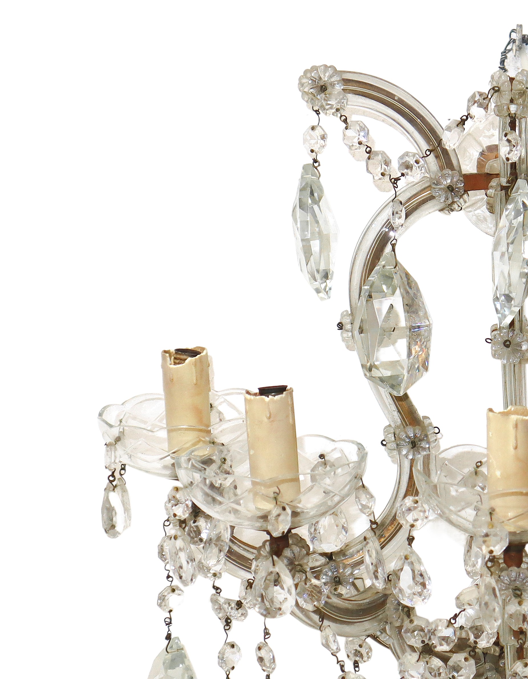 N. 3 appliques in vetro, Maria Teresa, a 5 luci con brindoli