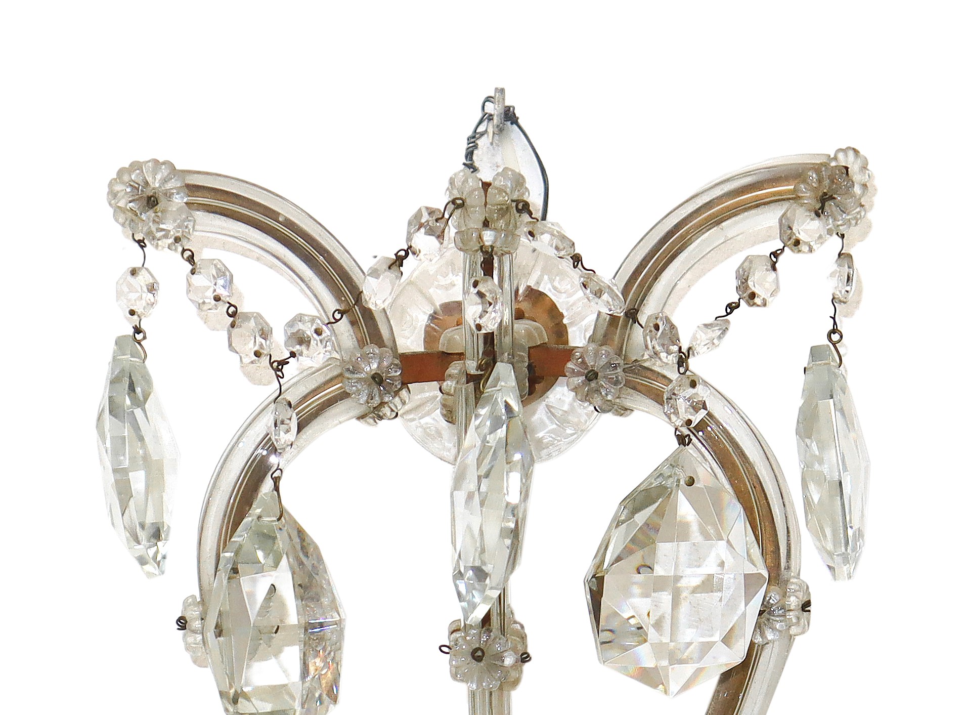 Coppia di appliques in vetro, Maria Teresa, a 5 luci con brindoli