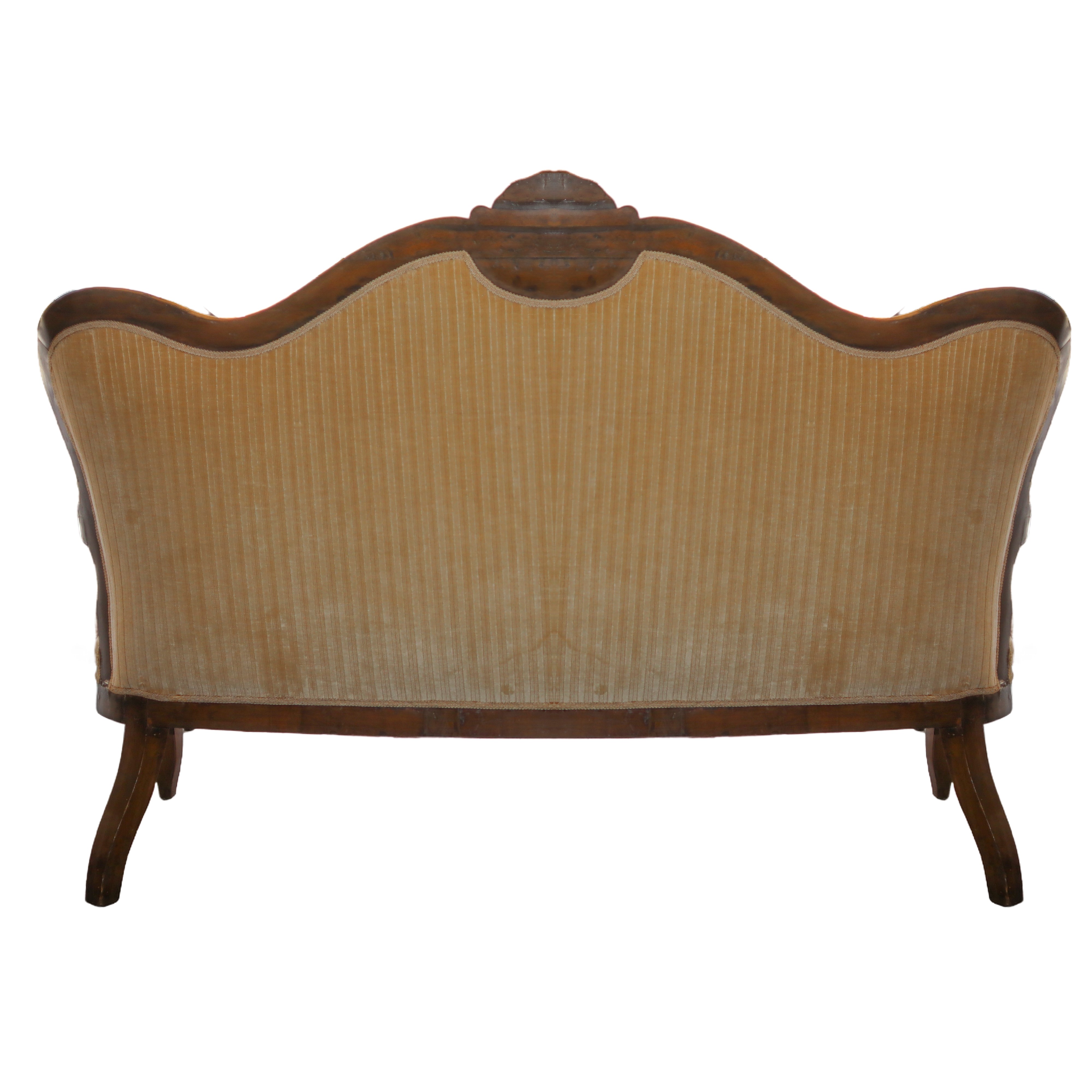 Salotto Tappezzato in Velluto Beige, N.2 Poltrone, 1 Divano