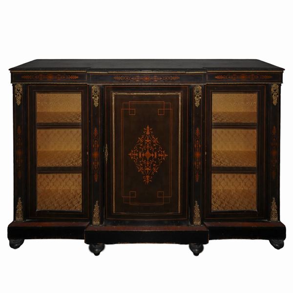 Etagère Napoleon III in black ebonized wood