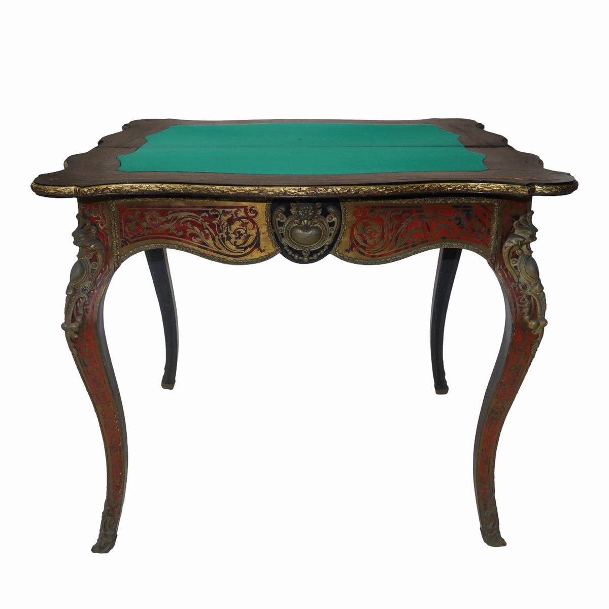 Tavolo da Gioco Boulle con Applicazioni in Ottone