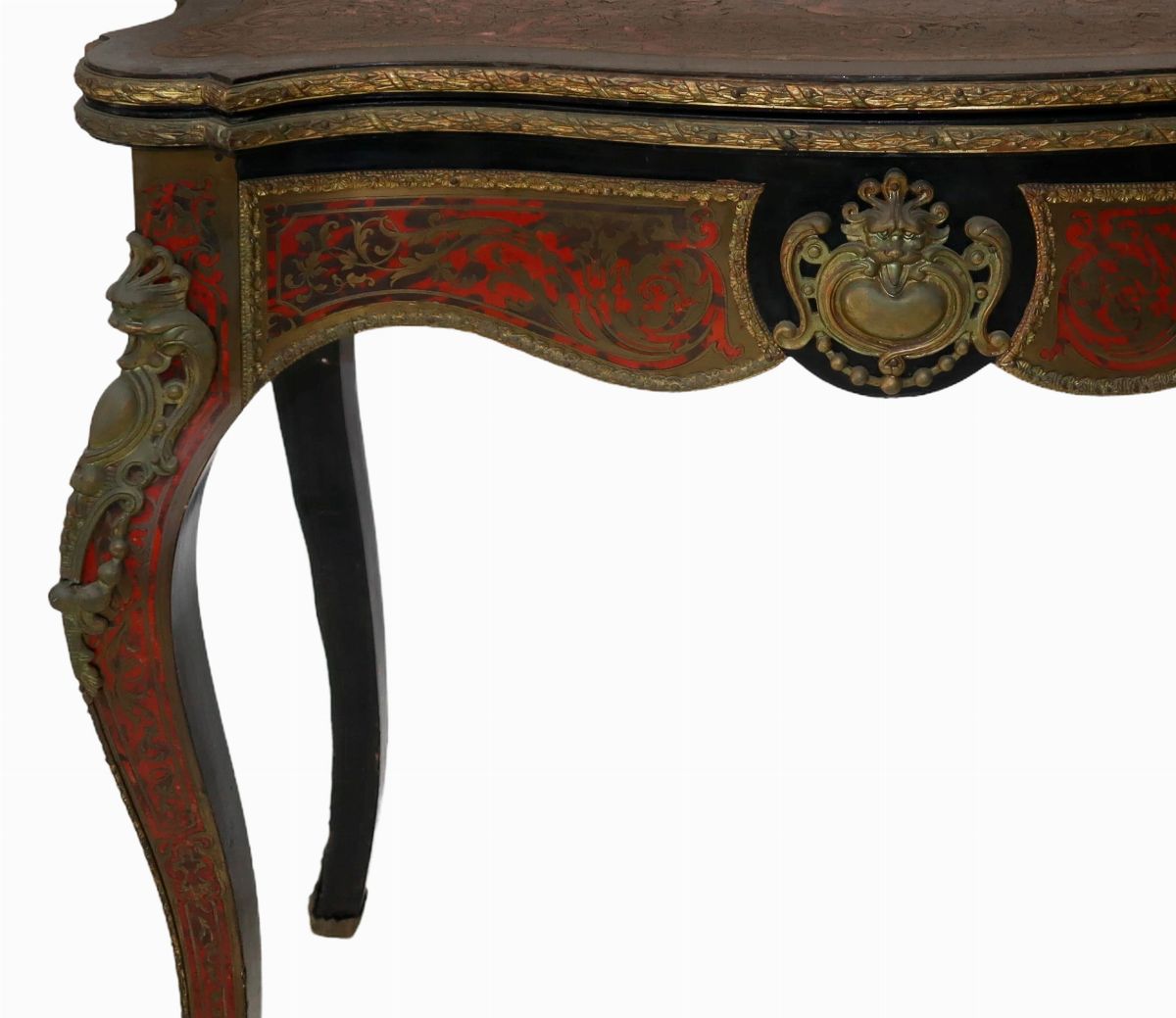 Tavolo da Gioco Boulle con Applicazioni in Ottone