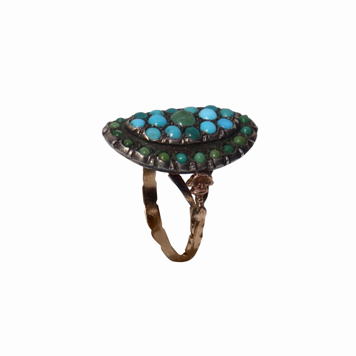 Anello in Oro e Argento con Turchesi