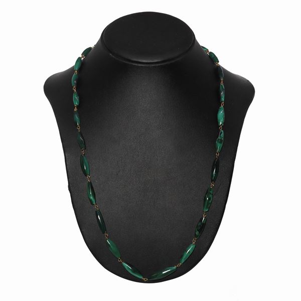 Collana con susta in oro e malachite