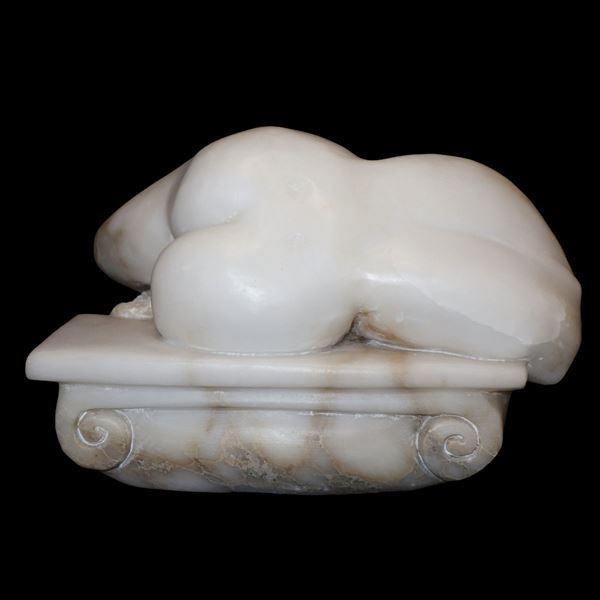 Michele Valenza - Nude of man reclining on capital, single block