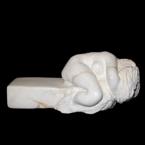 Michele Valenza - Nudo di donna di schiena, su base in marmo