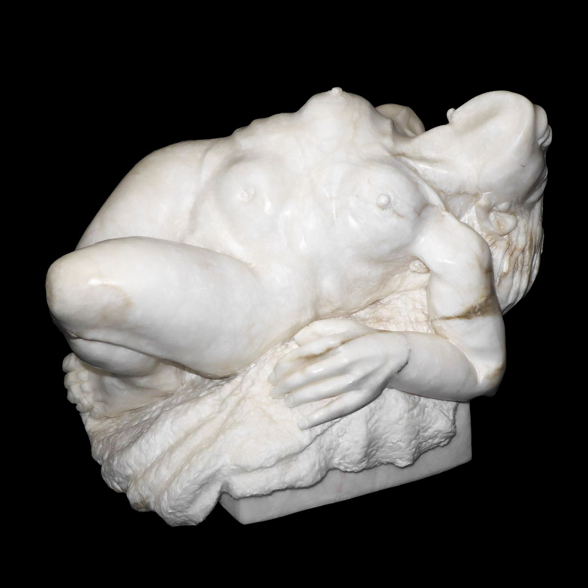 Michele Valenza - Nudo di donna, scultura in marmo alabastrino bianco