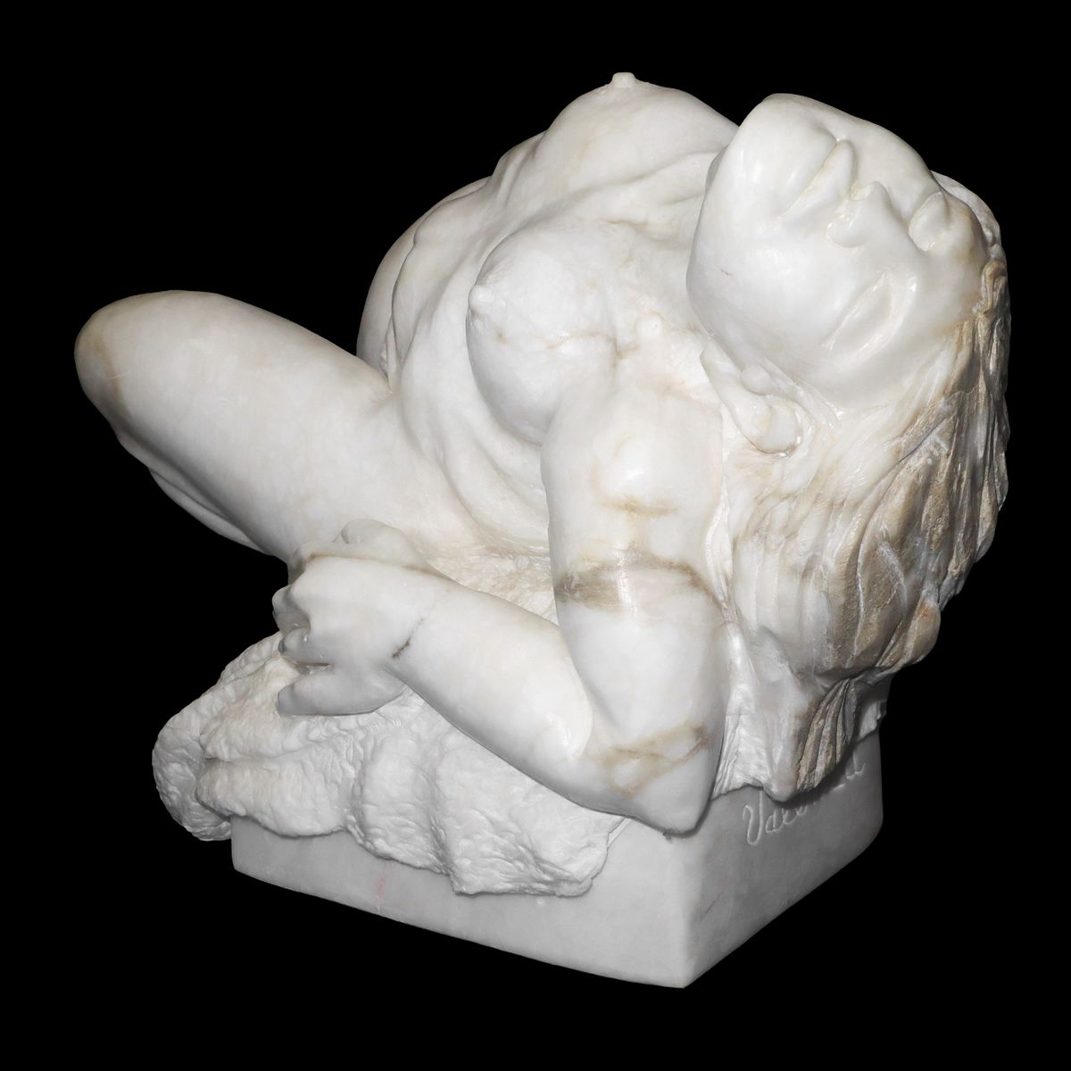 Michele Valenza - Nudo di donna, scultura in marmo alabastrino bianco