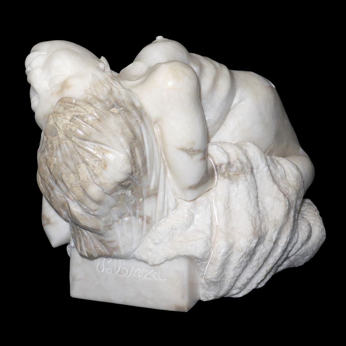 Michele Valenza - Nudo di donna, scultura in marmo alabastrino bianco