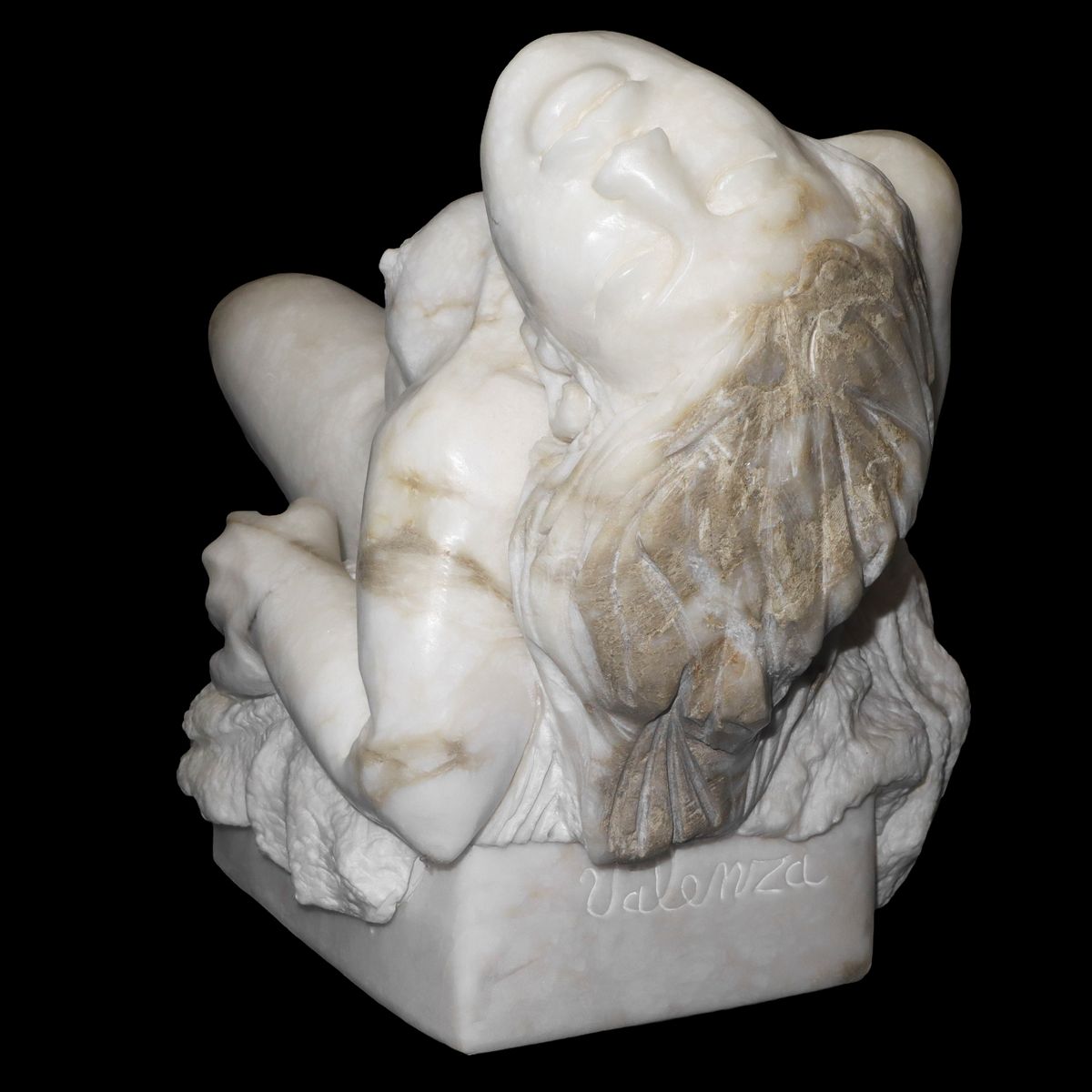 Michele Valenza - Nudo di donna, scultura in marmo alabastrino bianco