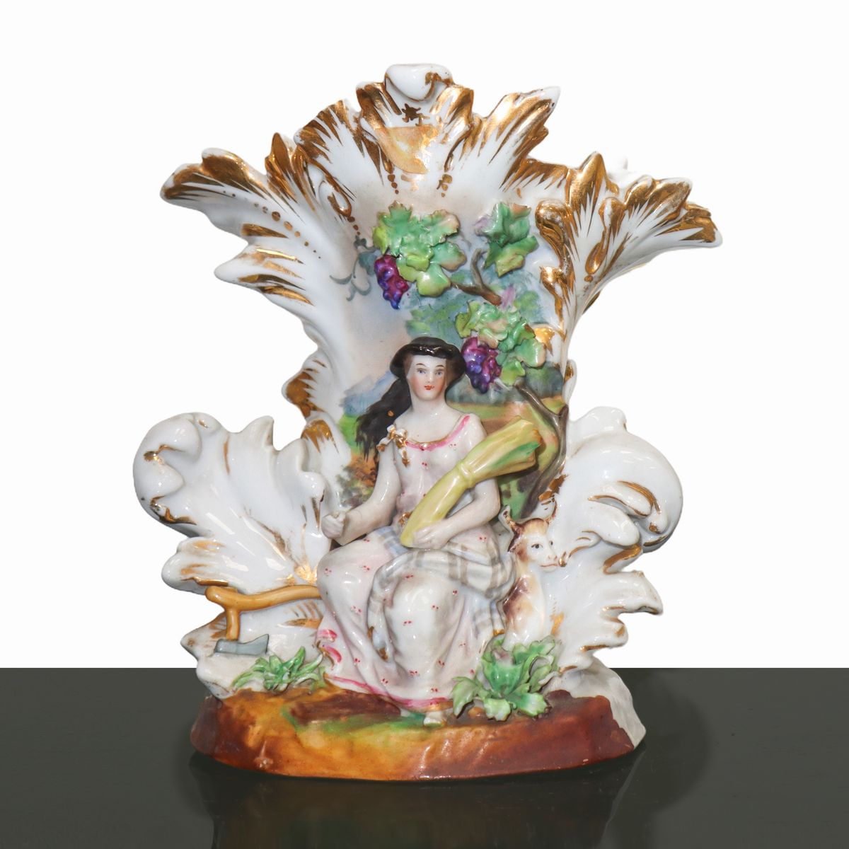 Coppia di Vasi in Porcellana Policroma e Oro